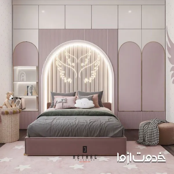 طراحی دخترانه کناف اتاق خواب