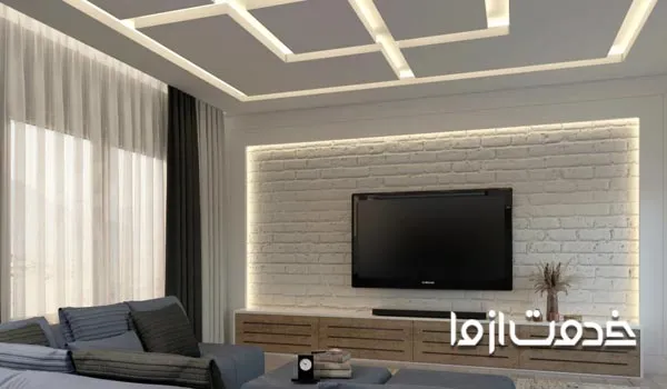 کناف پشت تلویزیون ساده و شیک