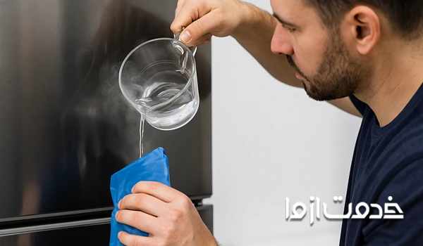 تعمیر ضربه خوردگی یخچال ساید با آب جوش