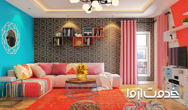 نقاشی روی دیوار پذیرایی