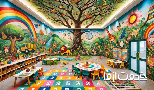 نقاشی روی دیوار مهدکودک