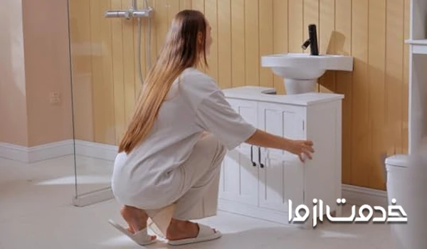 نصب کابینت روشویی پی وی سی در محل
