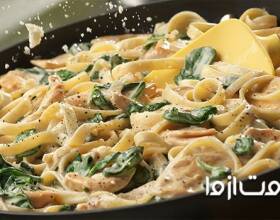 طرز تهیه پاستا با مرغ و سس آلفردو 