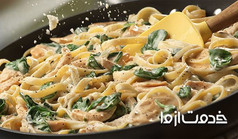 طرز تهیه پاستا با مرغ و سس آلفردو 