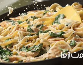 طرز تهیه پاستا با مرغ و سس آلفردو 